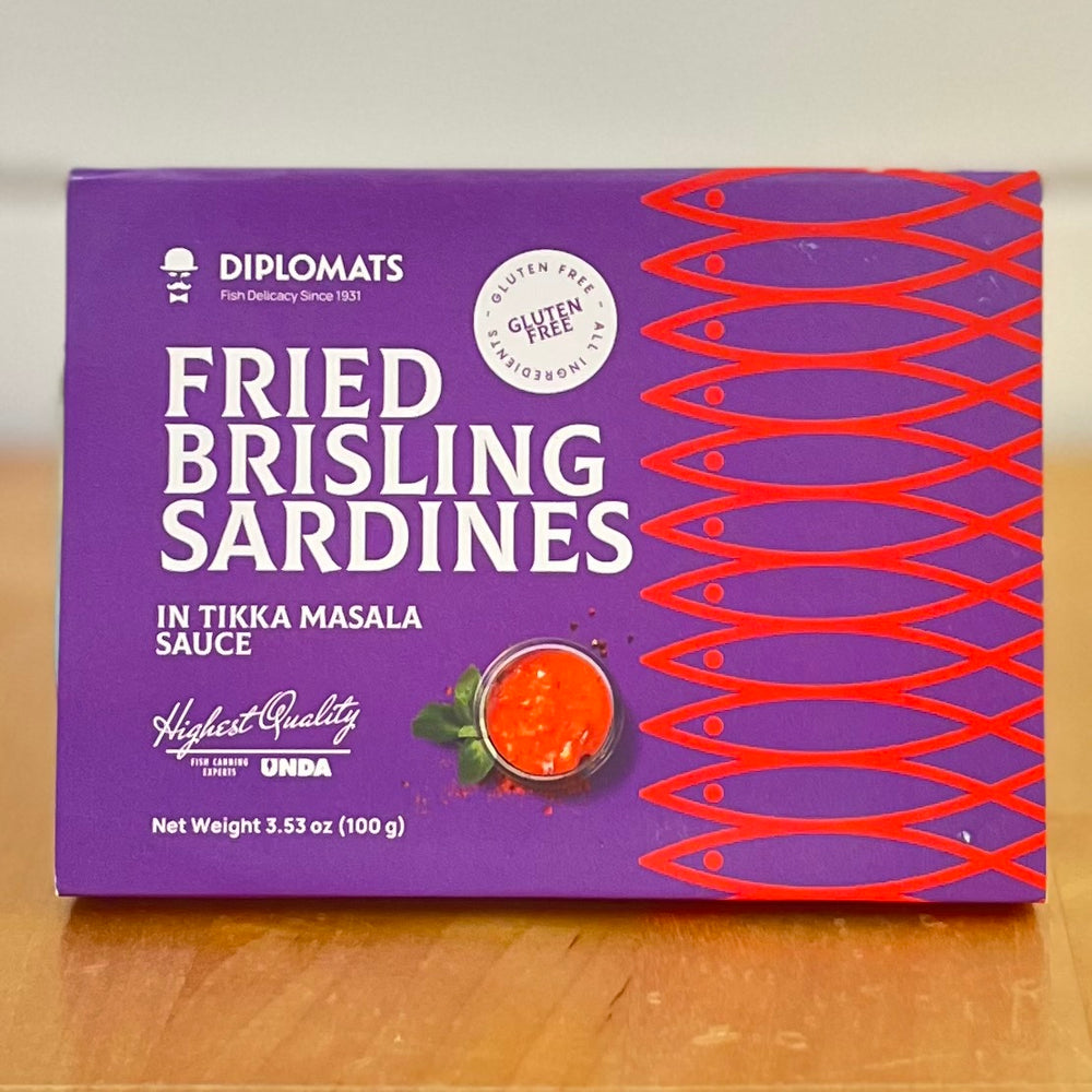 DIPLOMATS Fried Brisling Sardines in Tikka Masala Sauce
