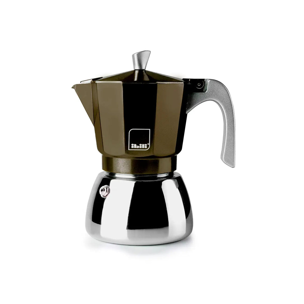 Ibili - Elba Blue 6 Cup Coffee Maker Chocolate