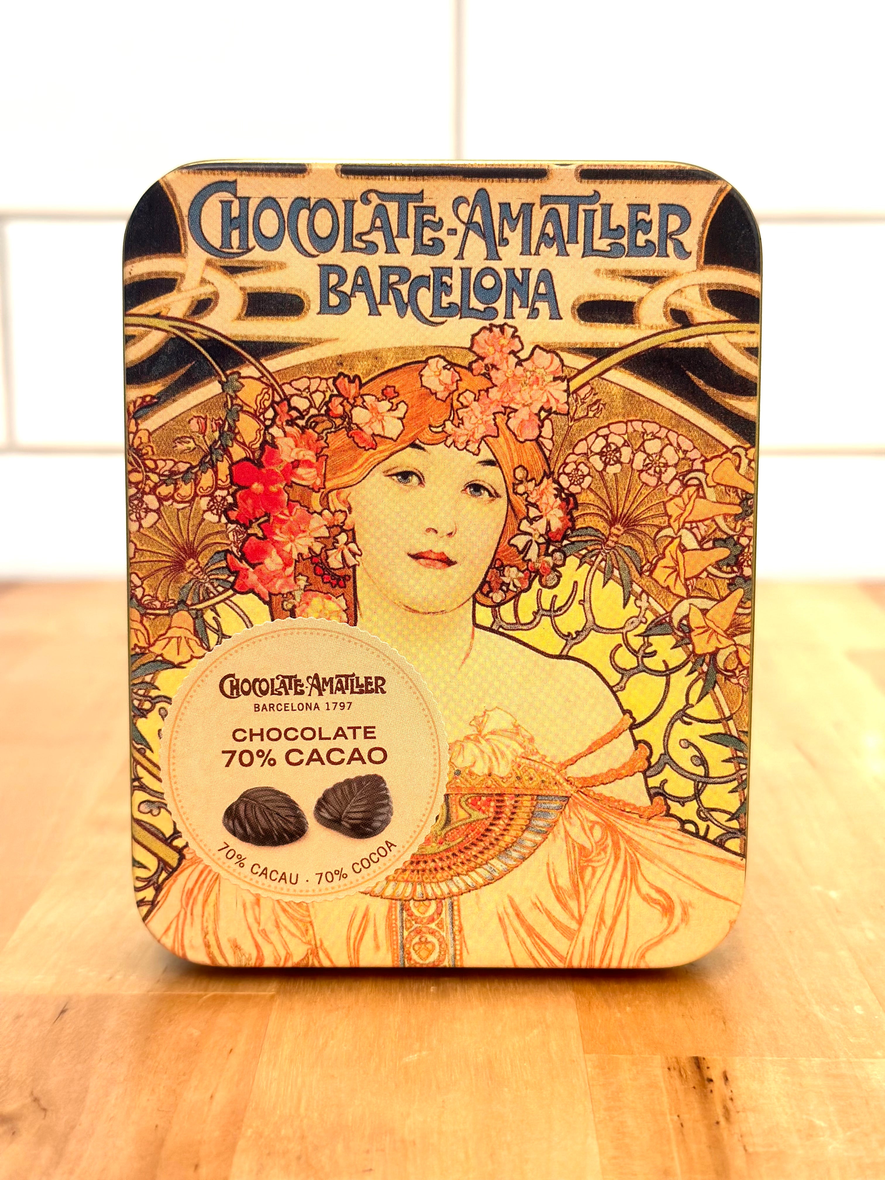CHOCOLATE AMATLLER 70% Dark Chocolate Leaves 60g Tins – Mercado