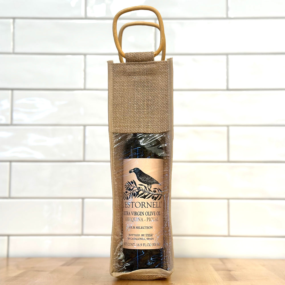 Jute Single Olive Oil Handle Bag with Window