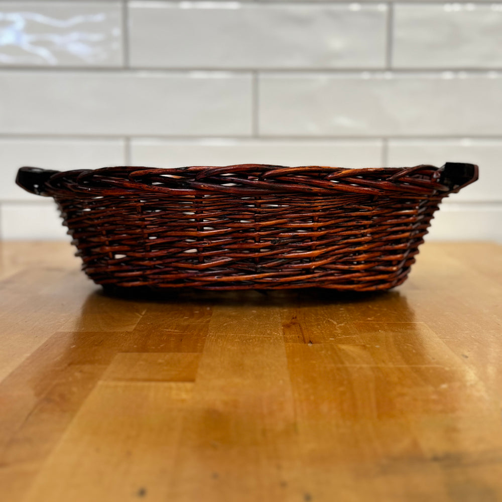 Oval Willow Dark Brown Tray with Handles 12