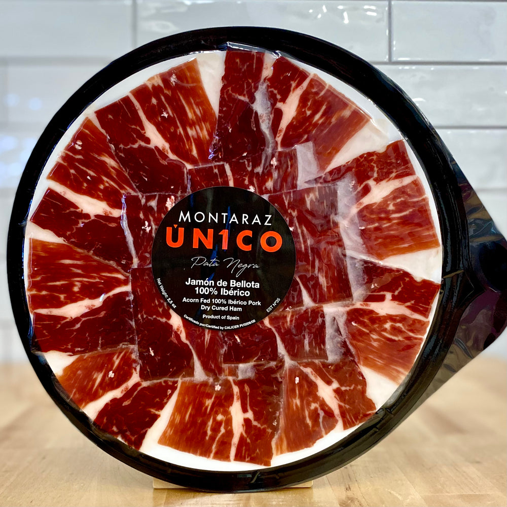 MONTARAZ ÚNICO Pata Negra 100% Acorn Fed Jamón Ibérico Pork - Dry Cured Ham 2.5ozi