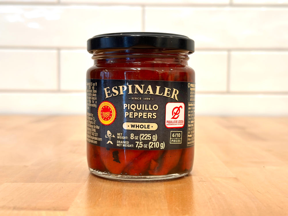 ESPINALER Fire Roasted, Whole Lodosa Piquillo Peppers 8oz