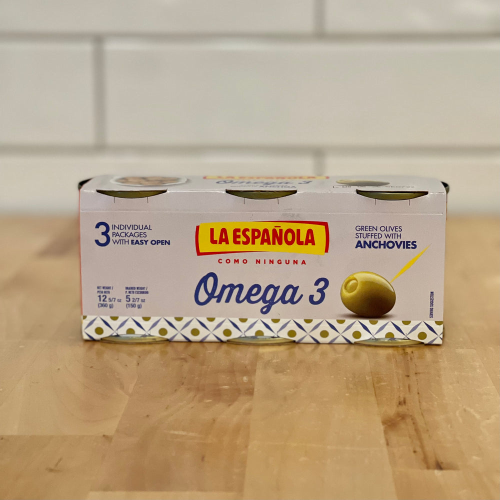 LA ESPAÑOLA 3 Pack Minibar Classic Olives with Anchovies Omega 3