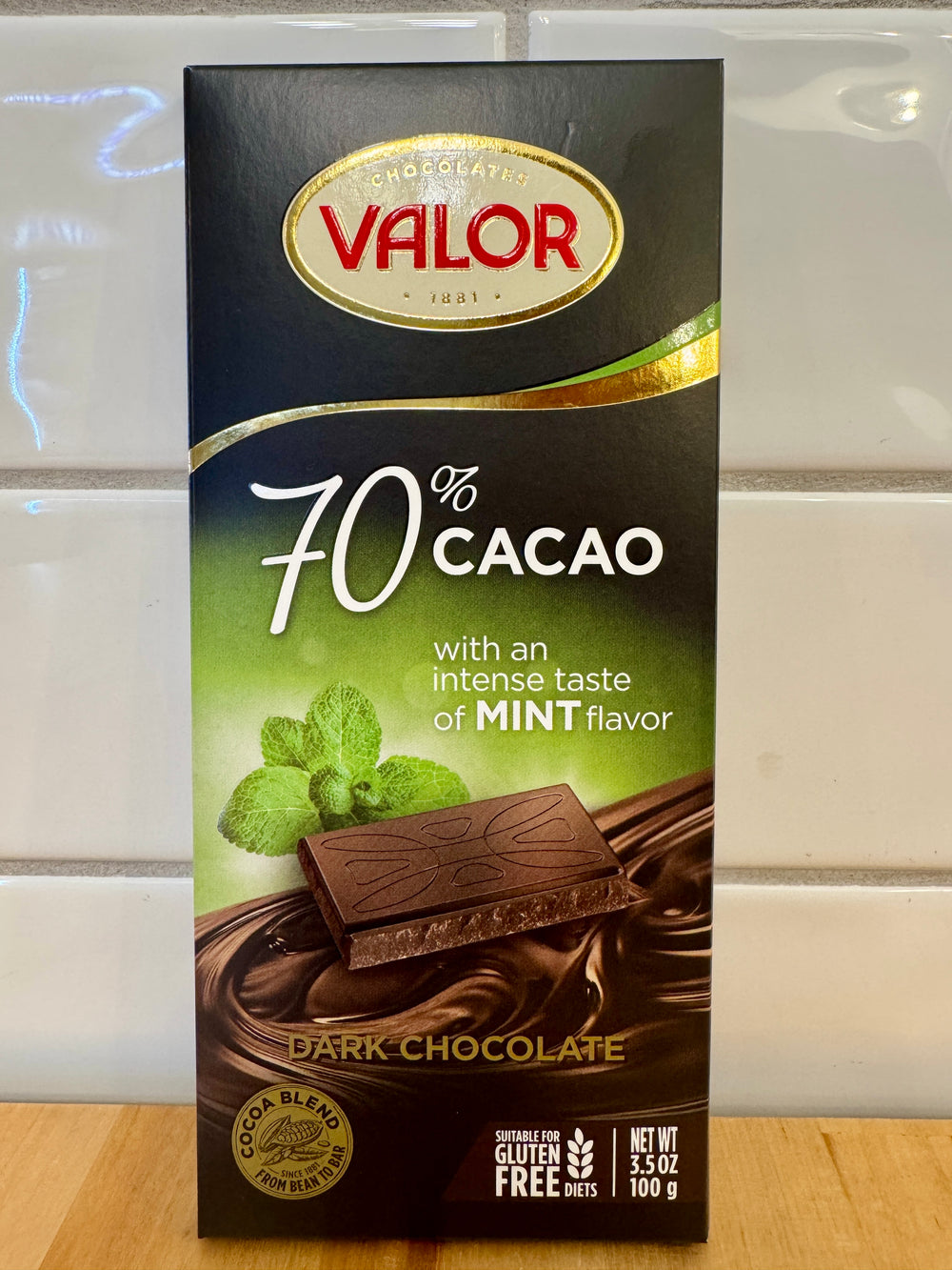 VALOR 70% Dark Chocolate With Mint 100g