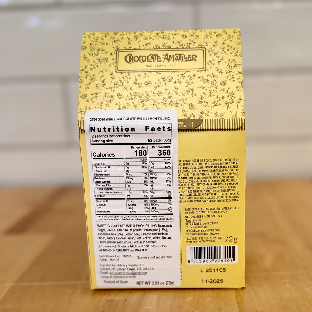 
                      
                        AMATLLER White Chocolate Citrus Pralines 72g
                      
                    