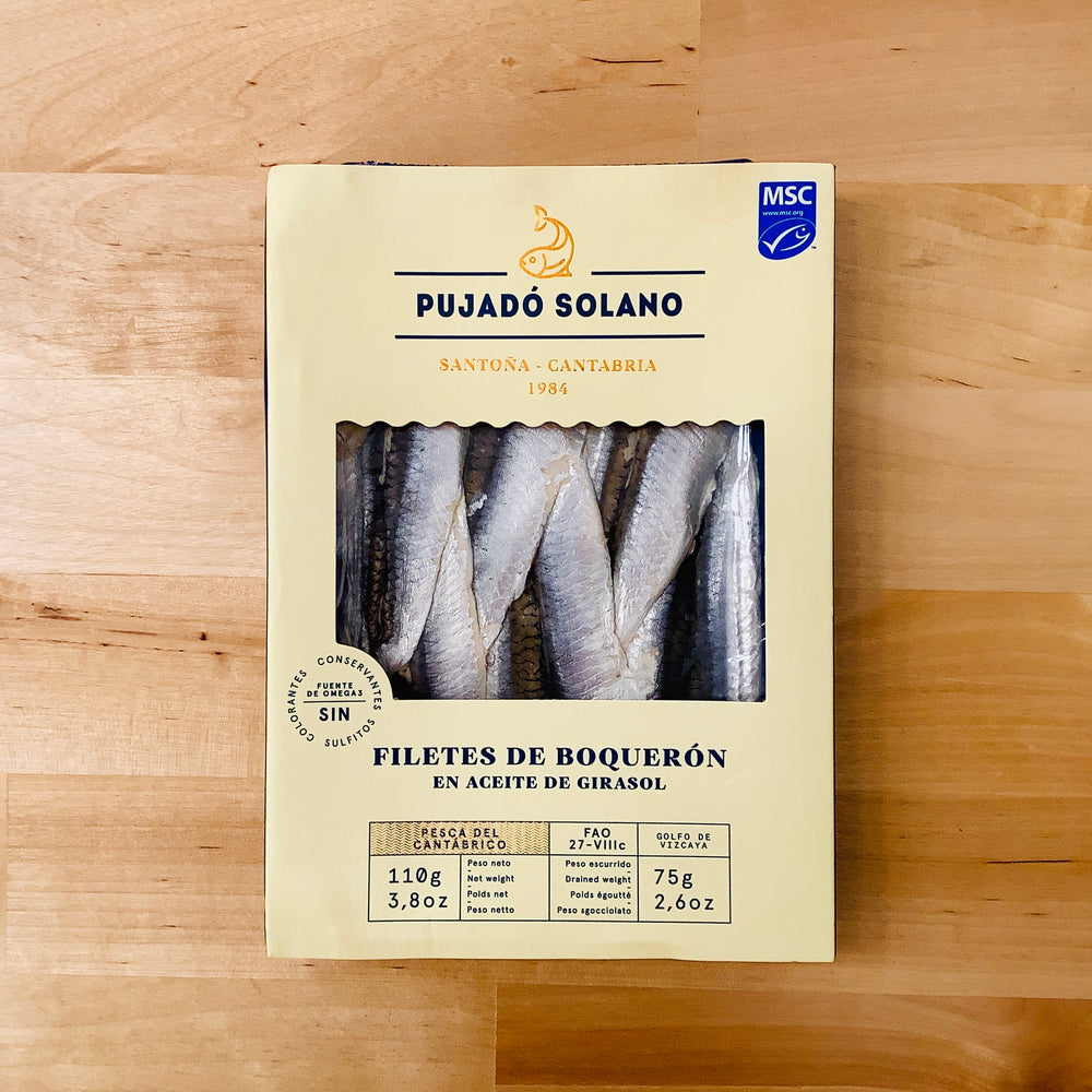 PUJADÓ SOLANO White Marinated Anchovy Fillets in Sunflower Oil - Boquerones