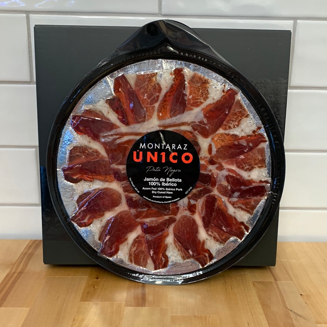 MONTARAZ ÚNICO Pata Negra 100% Acorn Fed Jamón Ibérico Pork - Dry Cured Ham 2.5oz
